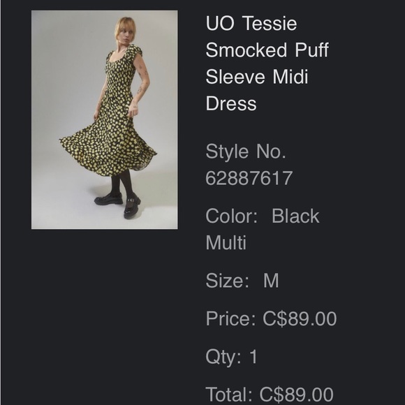 UO Tessie Smocked Puff Sleeve Midi Dress - Picture 4 of 4